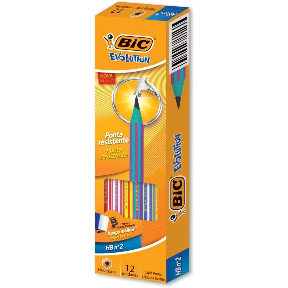 Lapis Preto Sextavado Evolution Pijama 2Hb Bic (Cx.c/12) - imagem 2