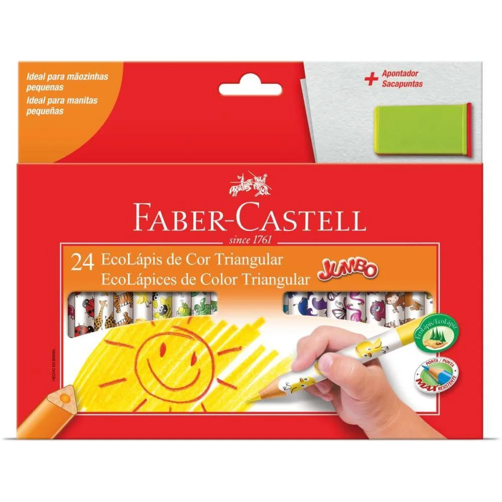 Lapis De Cor Jumbo Ecolapis 24 Cores Decorado Faber-Castell (Pct.c/06) - imagem 3