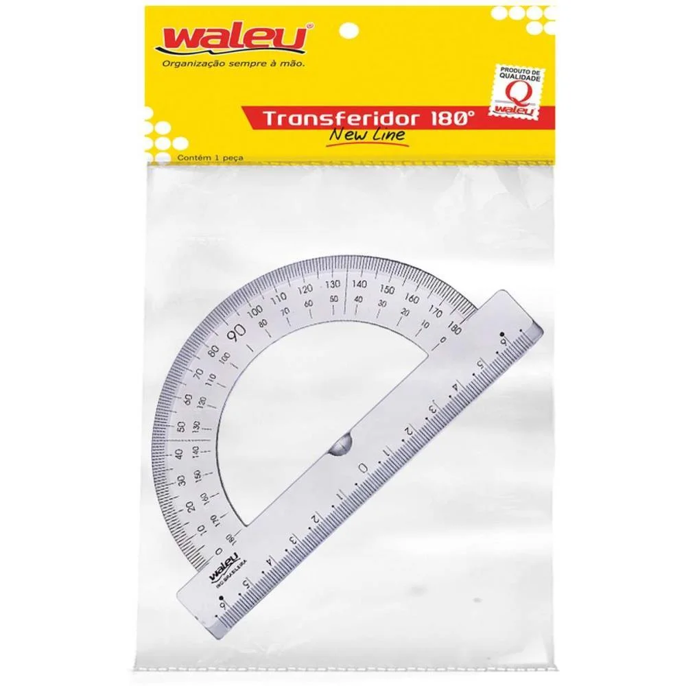 Transferidor Poliestireno 180 Graus Cristal Maxcril (Pct.c/10) - imagem 2