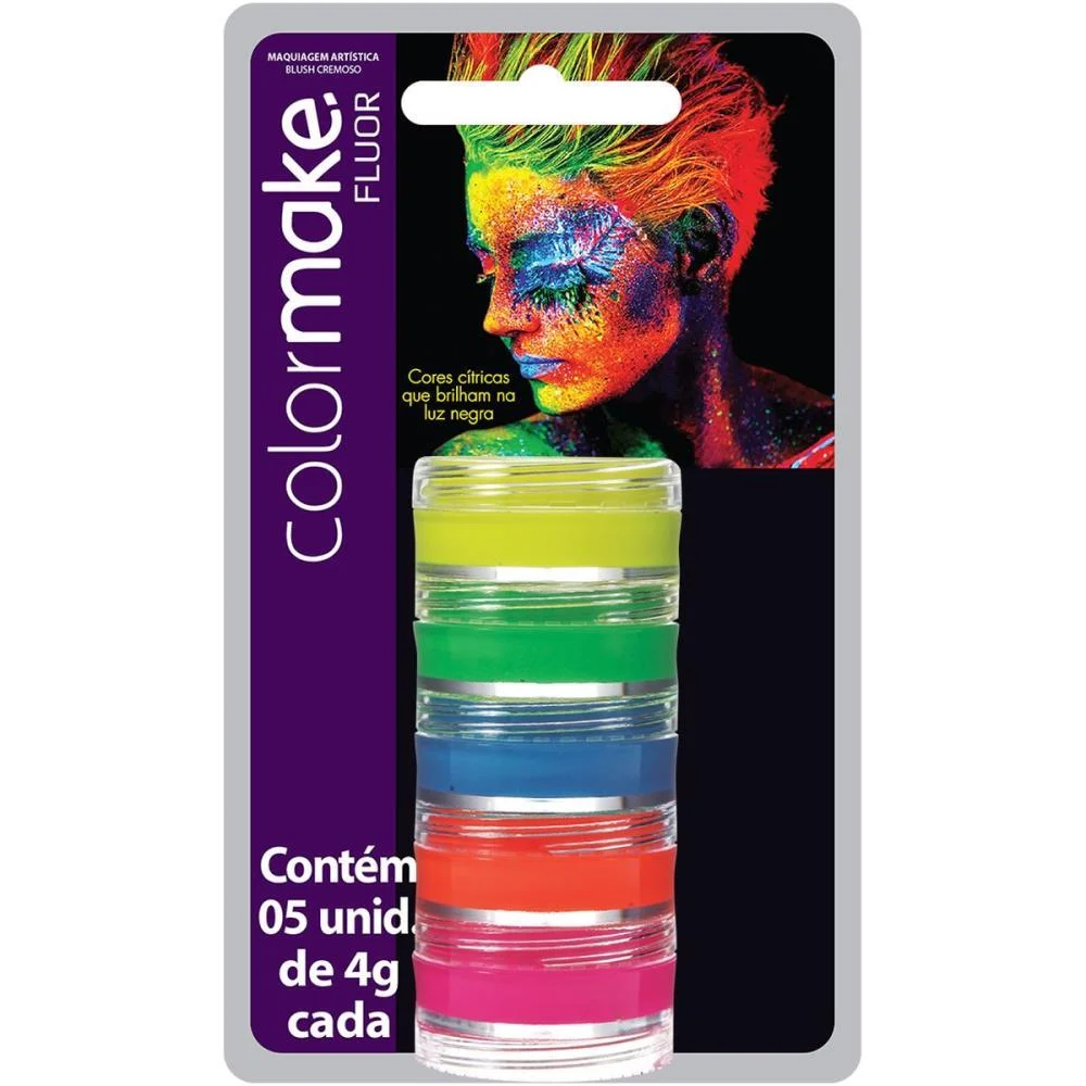 Pintura Facial Cremosa 4G. 5 Cores Fluor(S) Colormake (Cartela) - imagem 2