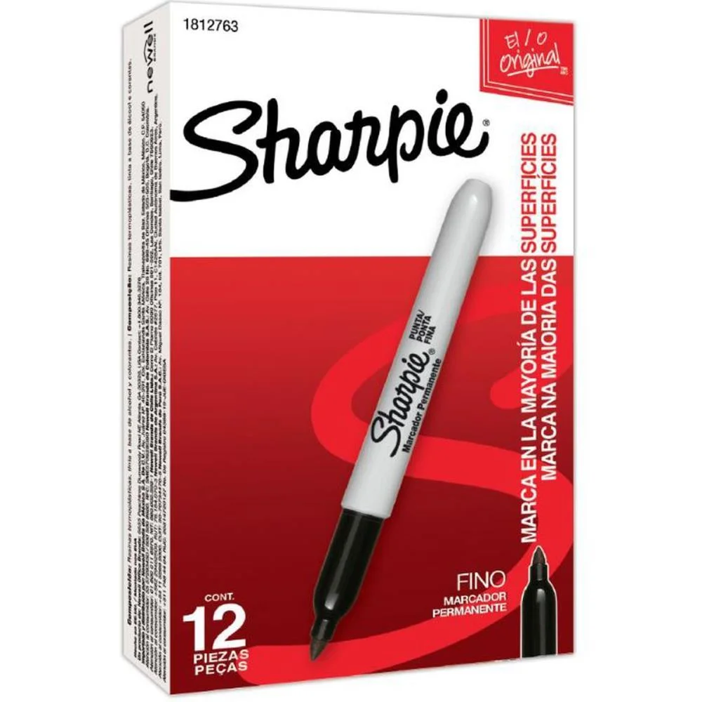 Pincel Marcador Permanente Sharpie Fino Preto Paper Mate (Cx.c/12) - imagem 4