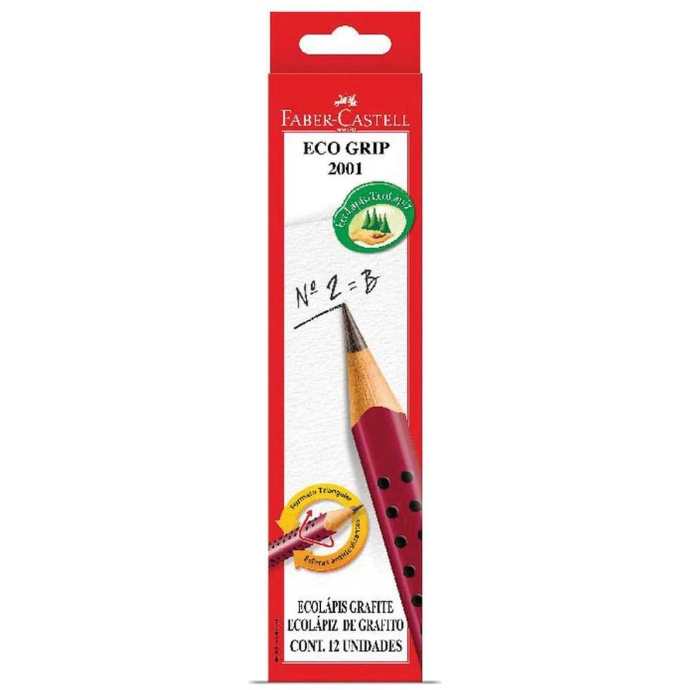 Lapis Preto Triangular Ecolapis Grip 2001 Cereja Faber-Castell (Pct.c/72) - imagem 2