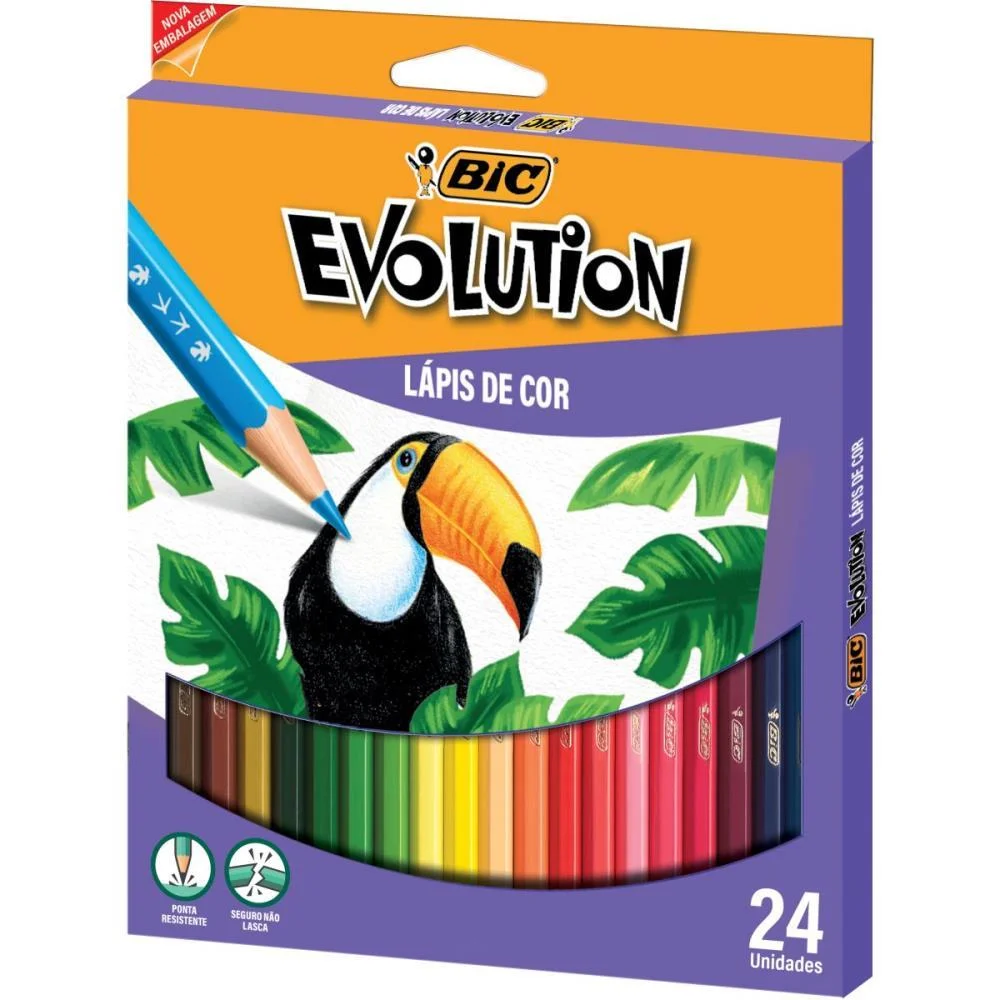 Lapis De Cor Sextavado Evolution 24 Cores Bic (Pct.c/03) - imagem 3