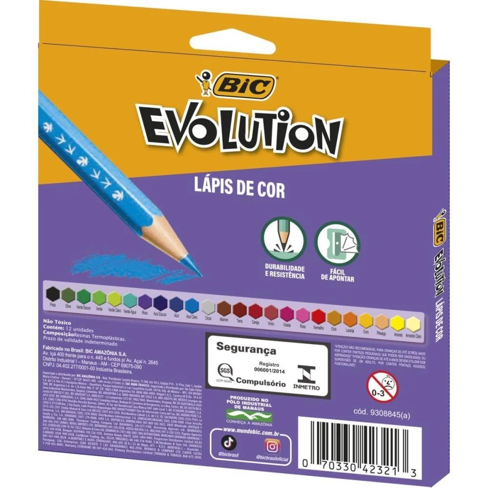 Lapis De Cor Sextavado Evolution 24 Cores Bic (Pct.c/03) - imagem 5