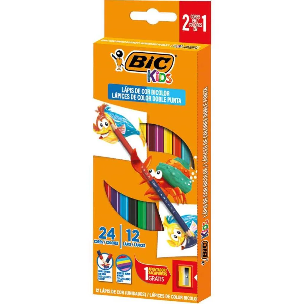Lapis De Cor Sextavado Bic Bicolor 12 Lapis 24 Cores Bic (Pct.c/06) - imagem 3