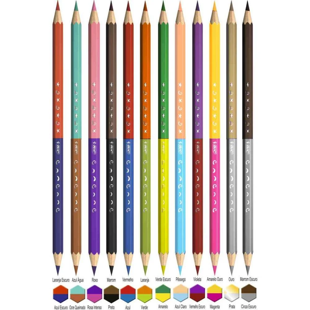 Lapis De Cor Sextavado Bic Bicolor 12 Lapis 24 Cores Bic (Pct.c/06) - imagem 4