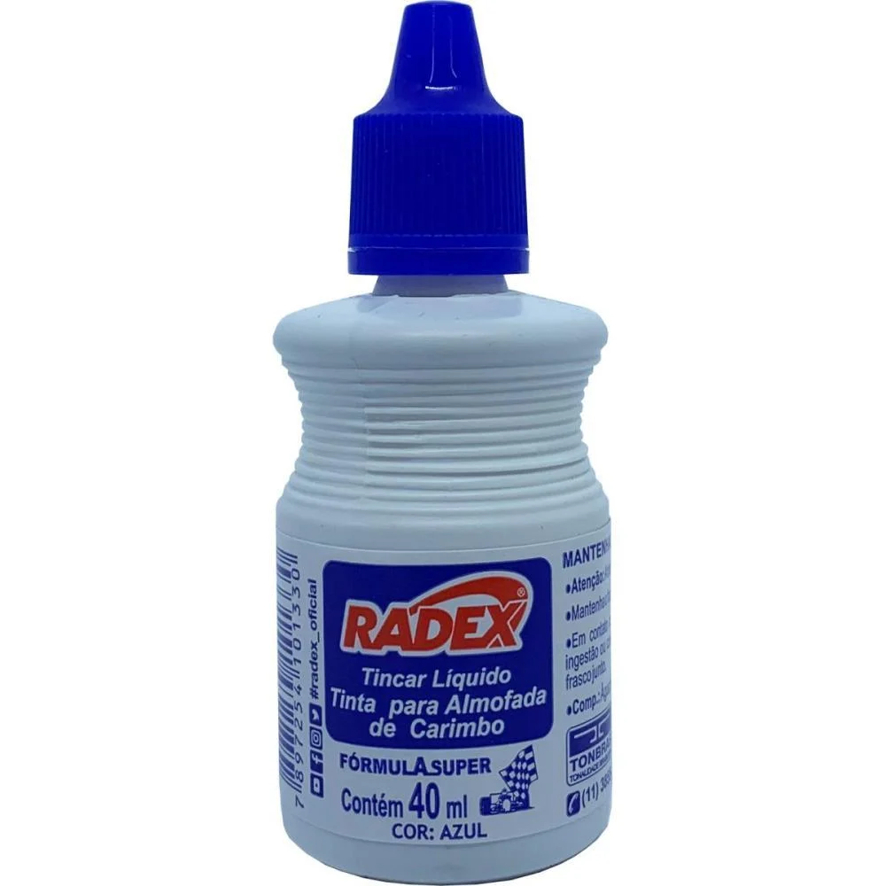 Tinta Para Carimbo 40Ml Azul Radex (Cx.c/12) - imagem 3