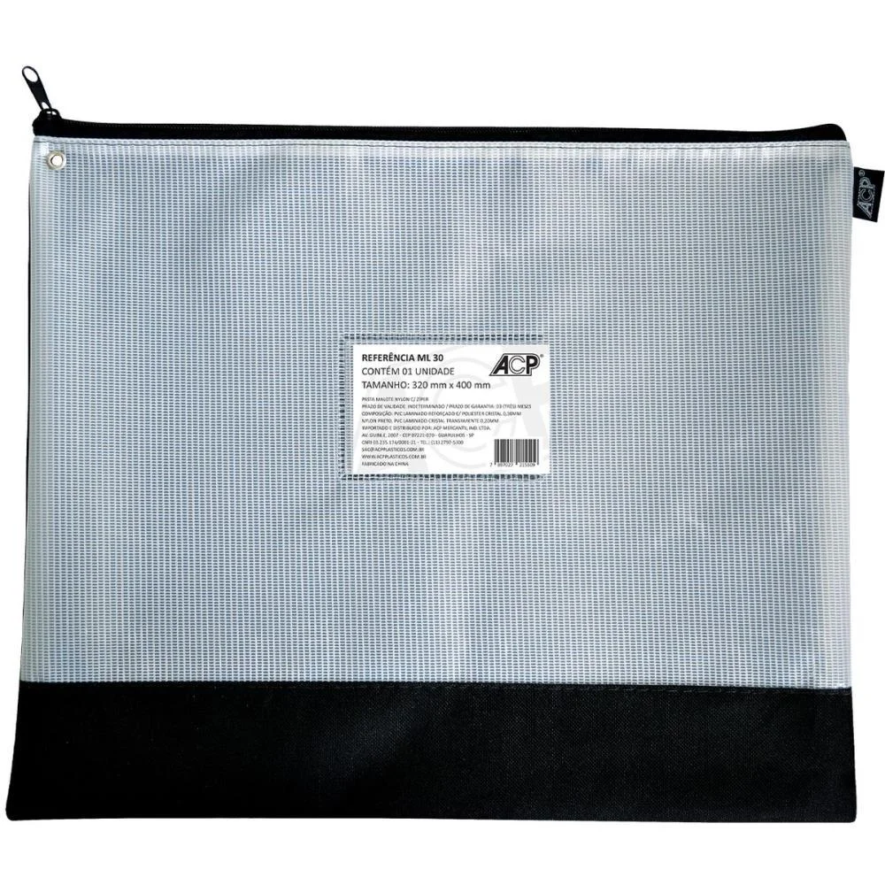 Pasta Malote Nylon C/Ziper 32X40Cm Pt Acp (Pct.c/05) - imagem 3