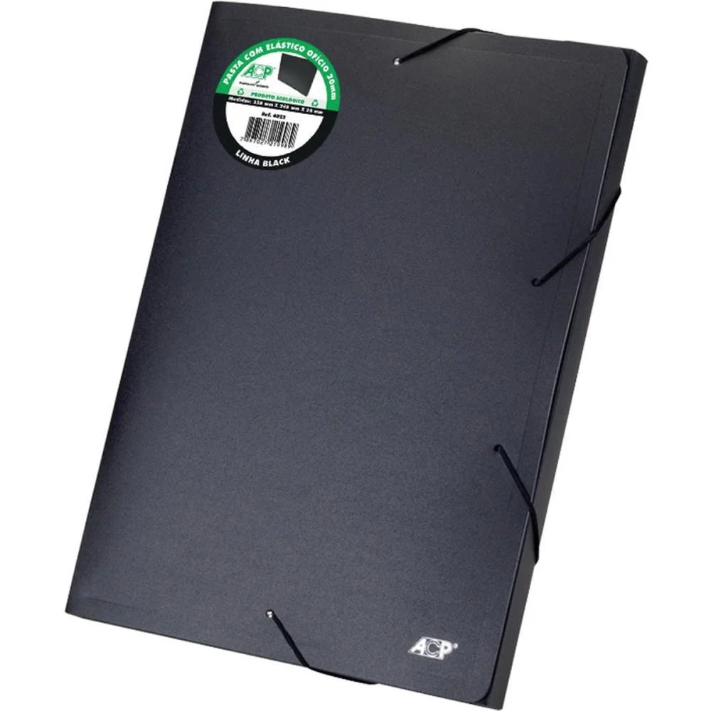 Pasta Aba Elastica Plastica Oficio 20Mm Linha Black Acp (Pct.c/10) - imagem 2