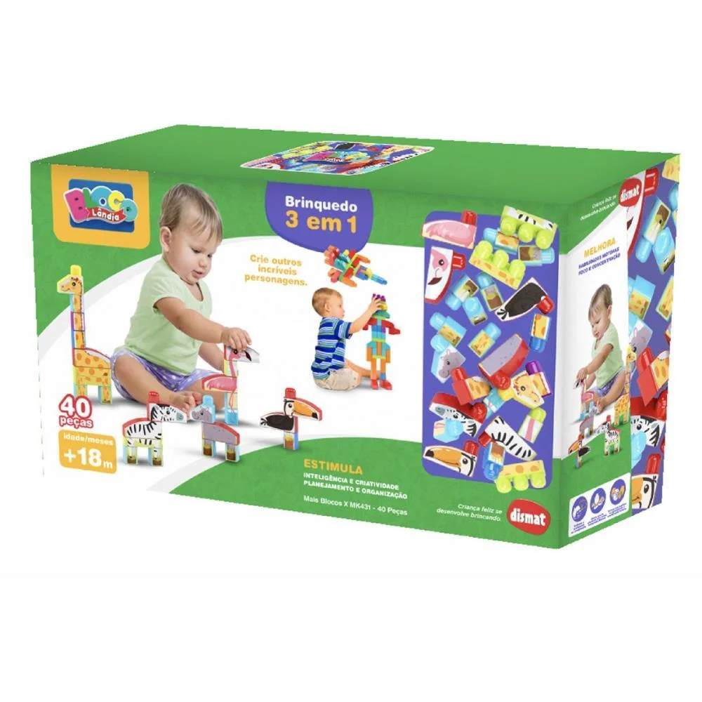 Brinquedo Para Montar Mais Blocos X 3Em1 40Pcs Dismat (Unidade) - imagem 5