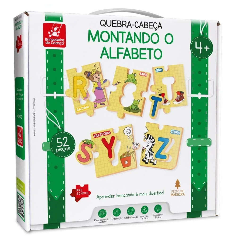 Quebra-Cabeca Madeira Montando O Alfabeto 52Pcs Brinc. De Crianca (Unidade) - imagem 4