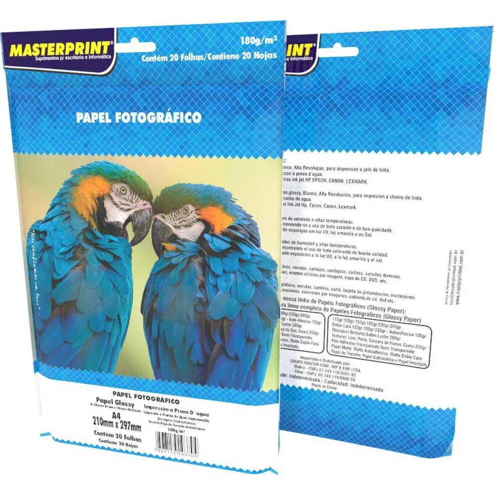Papel Fotografico Inkjet A4 Glossy 180G Masterprint (Pct.c/20) - imagem 2