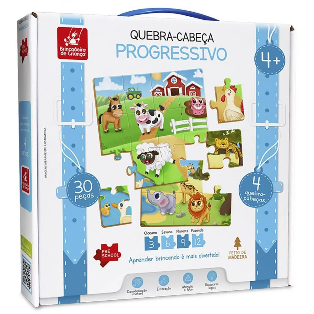 Quebra-Cabeca Madeira Progressivo 30Pcs Brinc. De Crianca (Unidade) - imagem 4