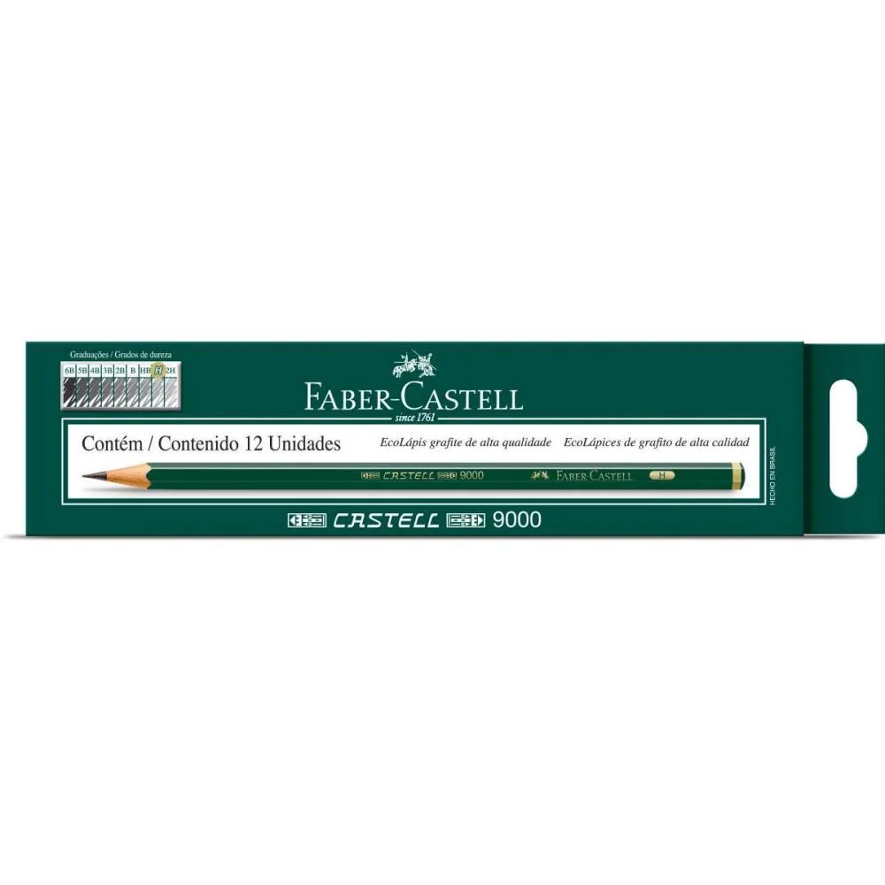 Lapis Preto Tecnico 9000 H Preto Faber-Castell (Cx.c/12) - imagem 3