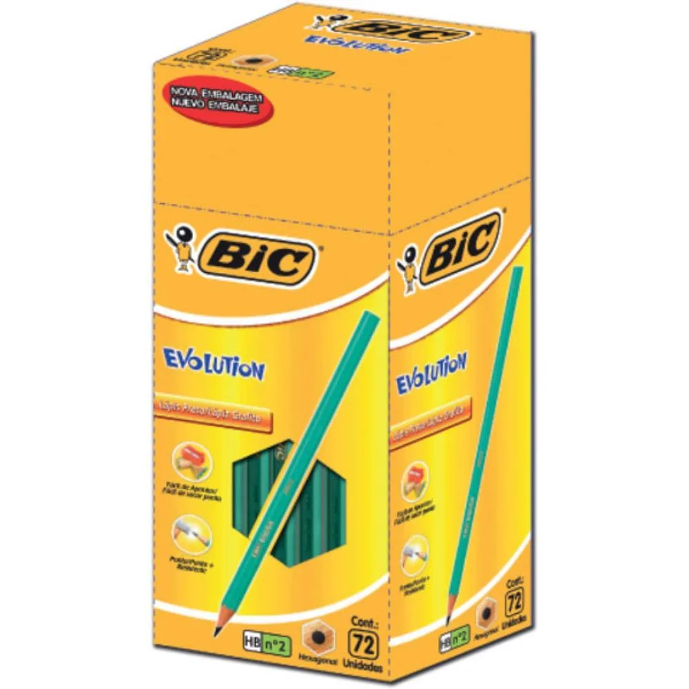 Lapis Preto Sextavado Evolution Preto 2Hb S/Borracha Bic (Cx.c/72) - imagem 3
