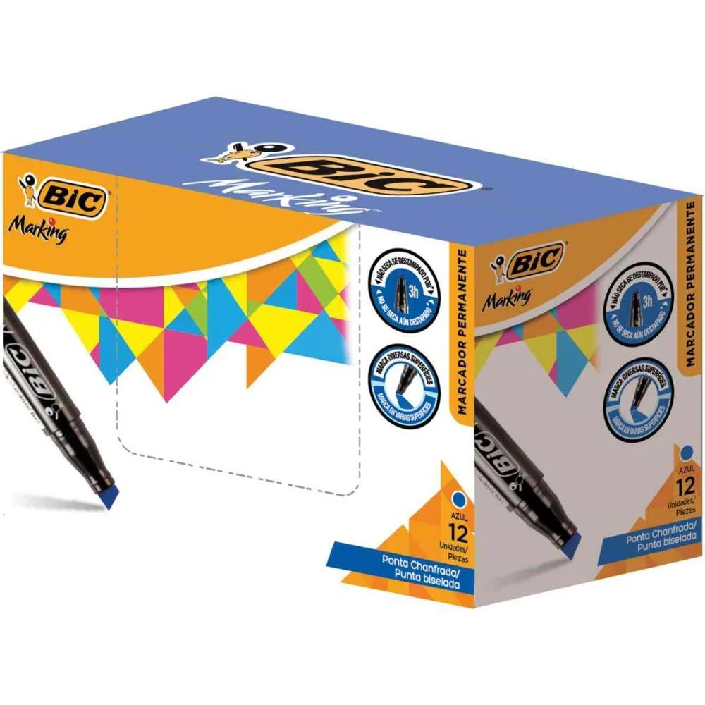 Pincel Marcador Permanente Marking Azul Bic (Cx.c/12) - imagem 3