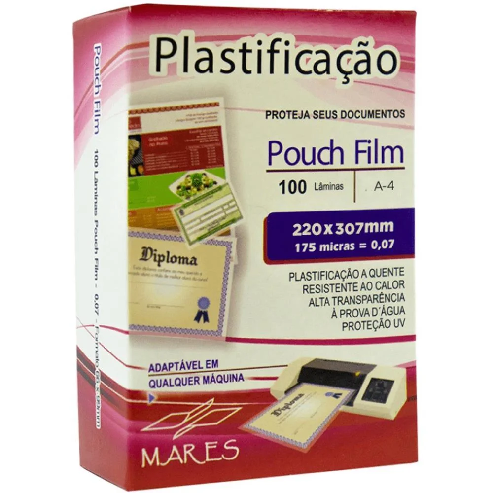 Plastico Para Plastificacao Pouch Film A4 220X307 (0,07) Mares (Conj/100) - imagem 2
