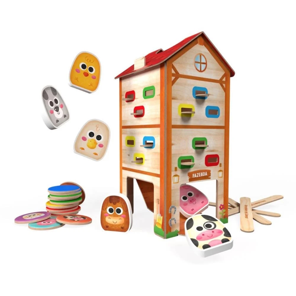 Brinquedo Pedagogico Madeira Fazendinha Cai Nao Cai Brinc. De Crianca (Unidade) - imagem 2
