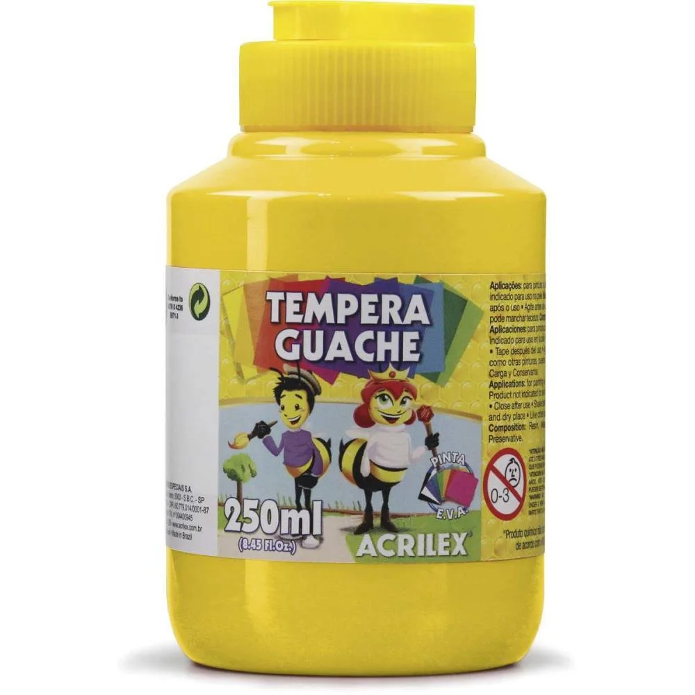 Tinta Guache 250Ml Amarelo Ouro Acrilex (Pct.c/03) - imagem 3