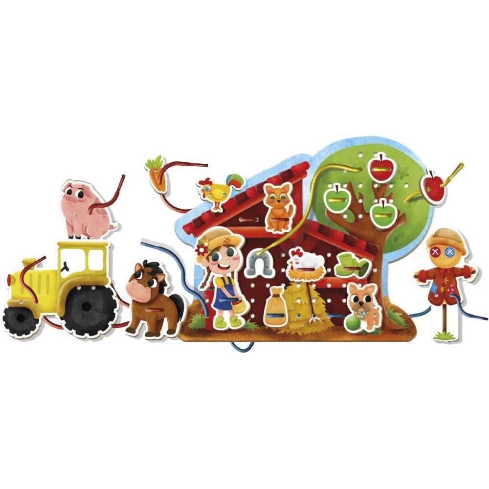 Brinquedo Pedagogico Madeira Alinhavo Fazendinha Feliz 32Pc Brinc. De Crianca (Unidade) - imagem 2