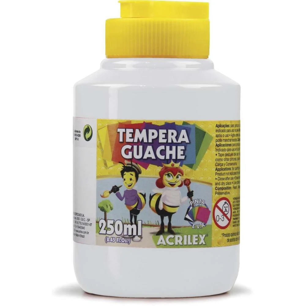 Tinta Guache 250Ml Branco Acrilex (Pct.c/03) - imagem 3