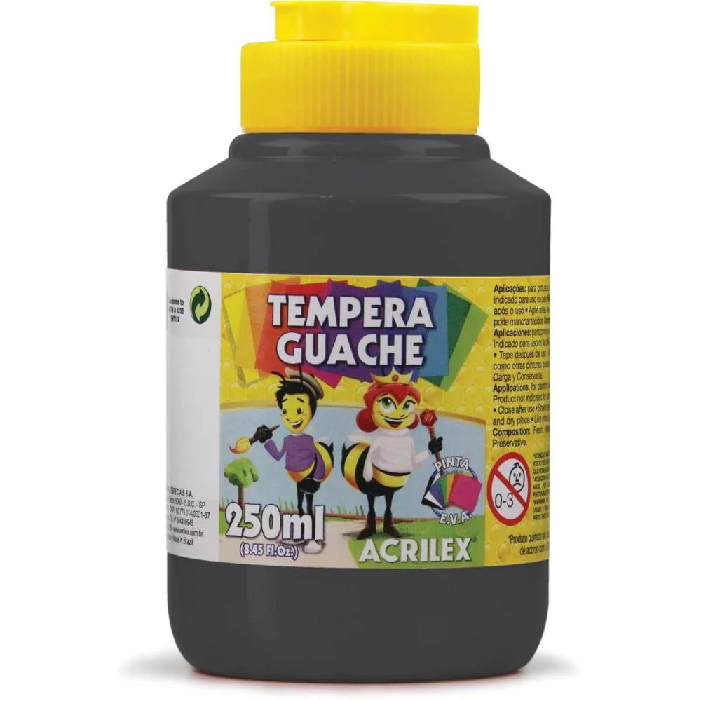 Tinta Guache 250Ml Preto Acrilex (Pct.c/03) - imagem 3