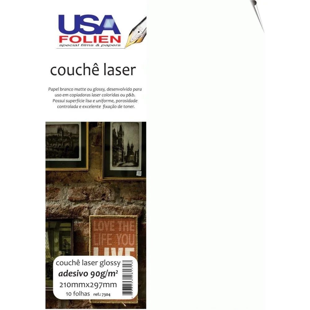 Papel A4 Couche Laser Glossy Adesivo 90G Usa Folien (Pct.c/10) - imagem 2