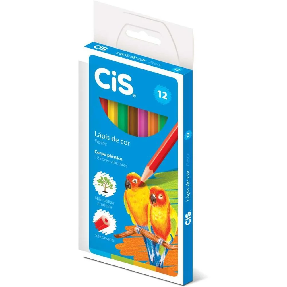 Lapis De Cor Sextavado Cis Plastic 12 Cores Sertic (Pct.c/12) - imagem 2