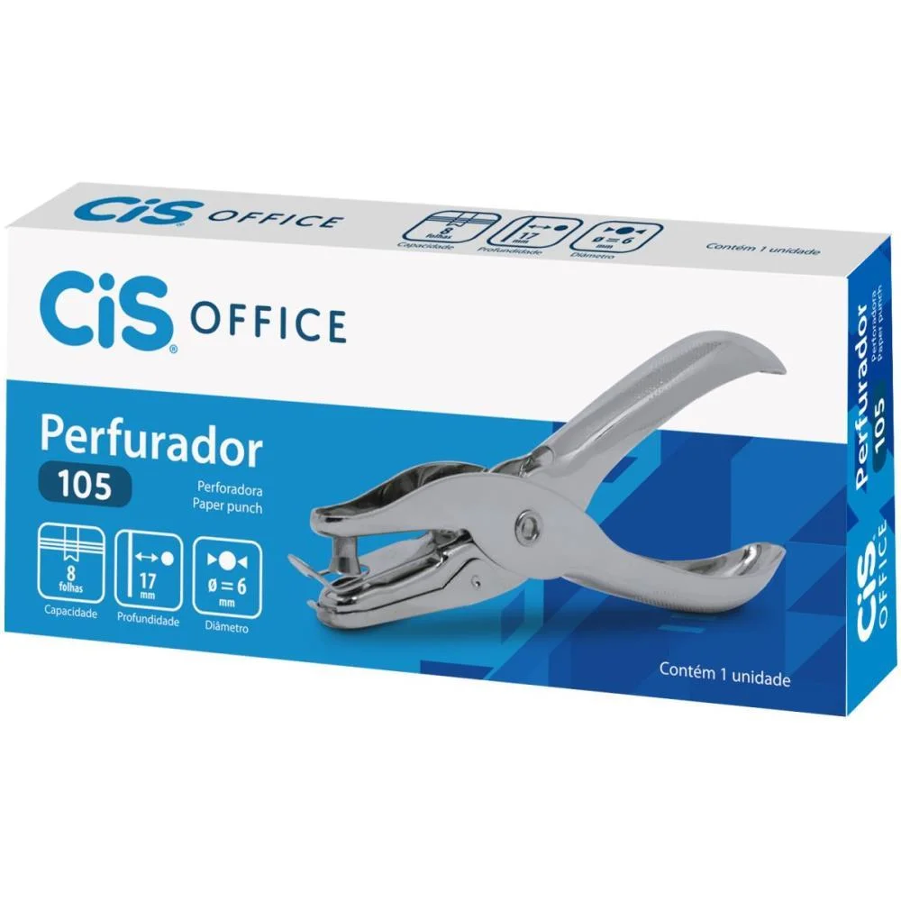 Perfurador De Papel 1 Furo Cis 105 P/ 08Fls. Sertic (Unidade) - imagem 4