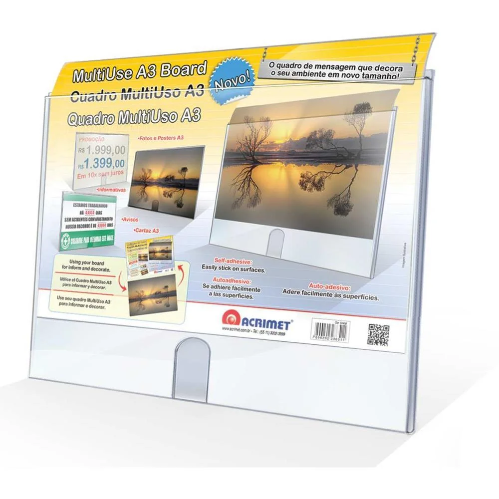 Quadro Multiuso A3 Cristal Sem Suporte Acrimet (Pct.c/02) - imagem 3