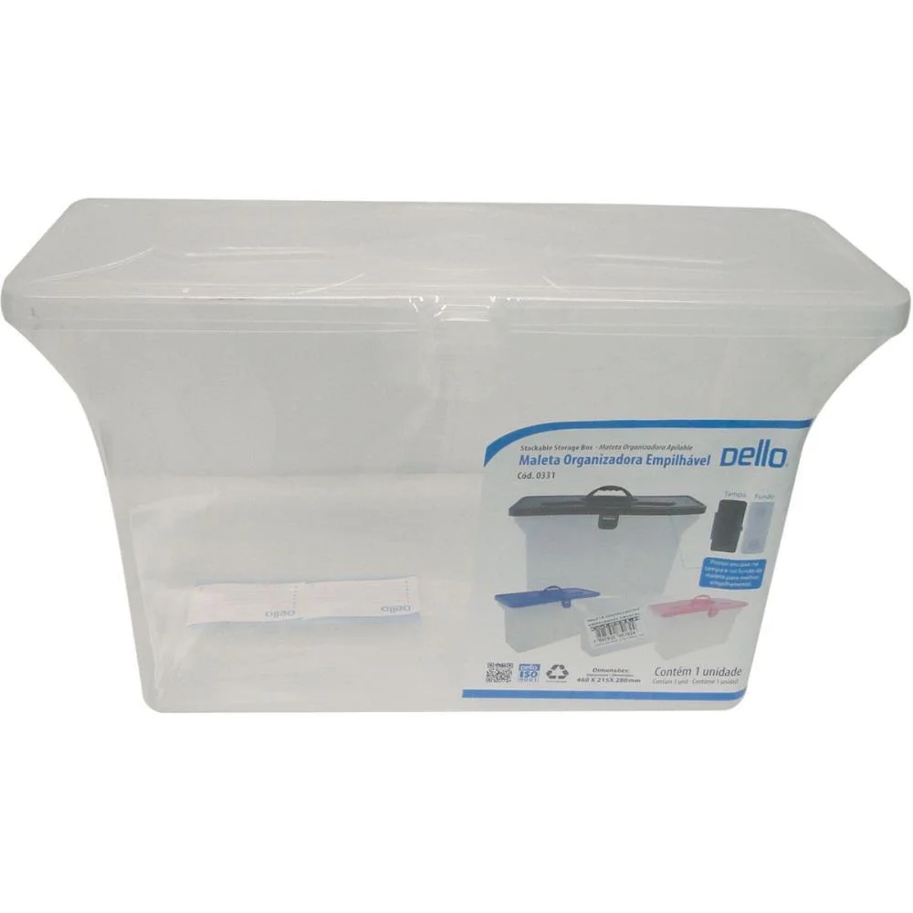 Maleta Plastica Com Alca Organizadora S/Pasta Cristal Dello (Unidade) - imagem 4