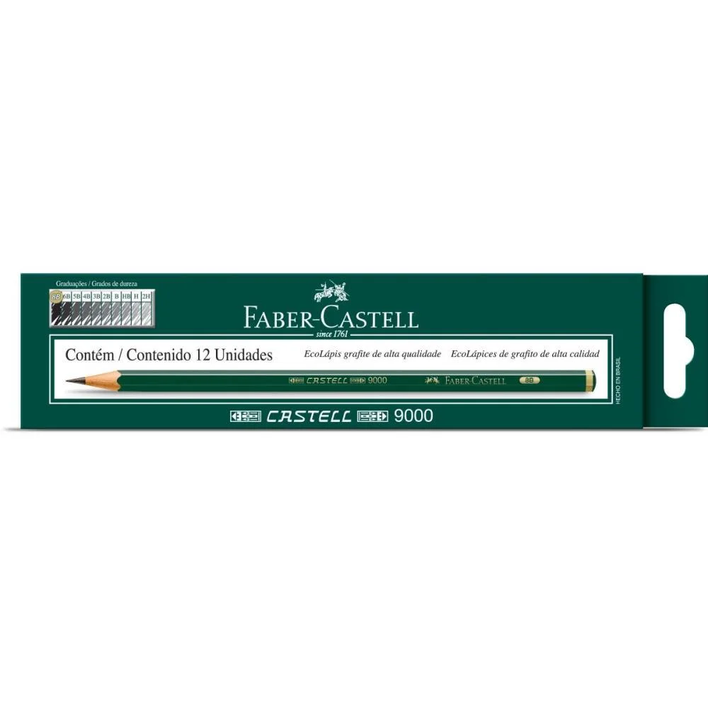 Lapis Preto Tecnico 9000 8B Preto/Macio Faber-Castell (Cx.c/12) - imagem 2