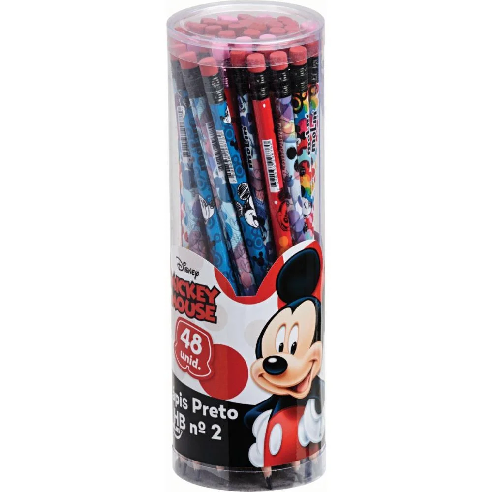 Lapis Preto Sextavado Decorado Mickey Hb Nº2 C/Borracha Molin (Pote-48) - imagem 3