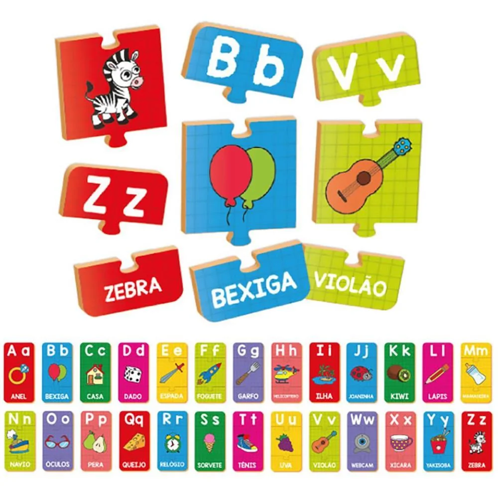 Quebra-Cabeca Madeira Letras Do A Ao Z 78Pcs Brinc. De Crianca (Unidade) - imagem 2