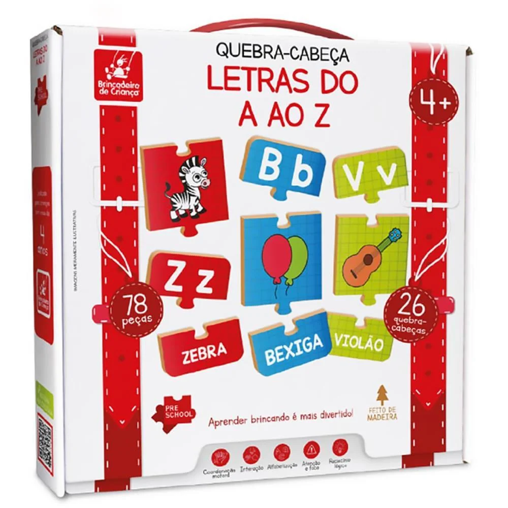 Quebra-Cabeca Madeira Letras Do A Ao Z 78Pcs Brinc. De Crianca (Unidade) - imagem 4