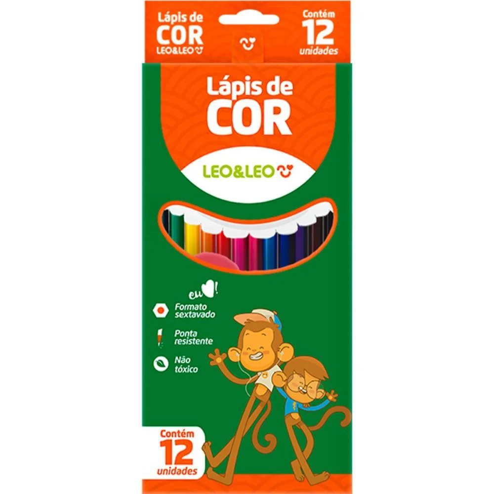 Lapis De Cor Sextavado Leo E Leo 12 Cores Leonora (Pct.c/06) - imagem 3