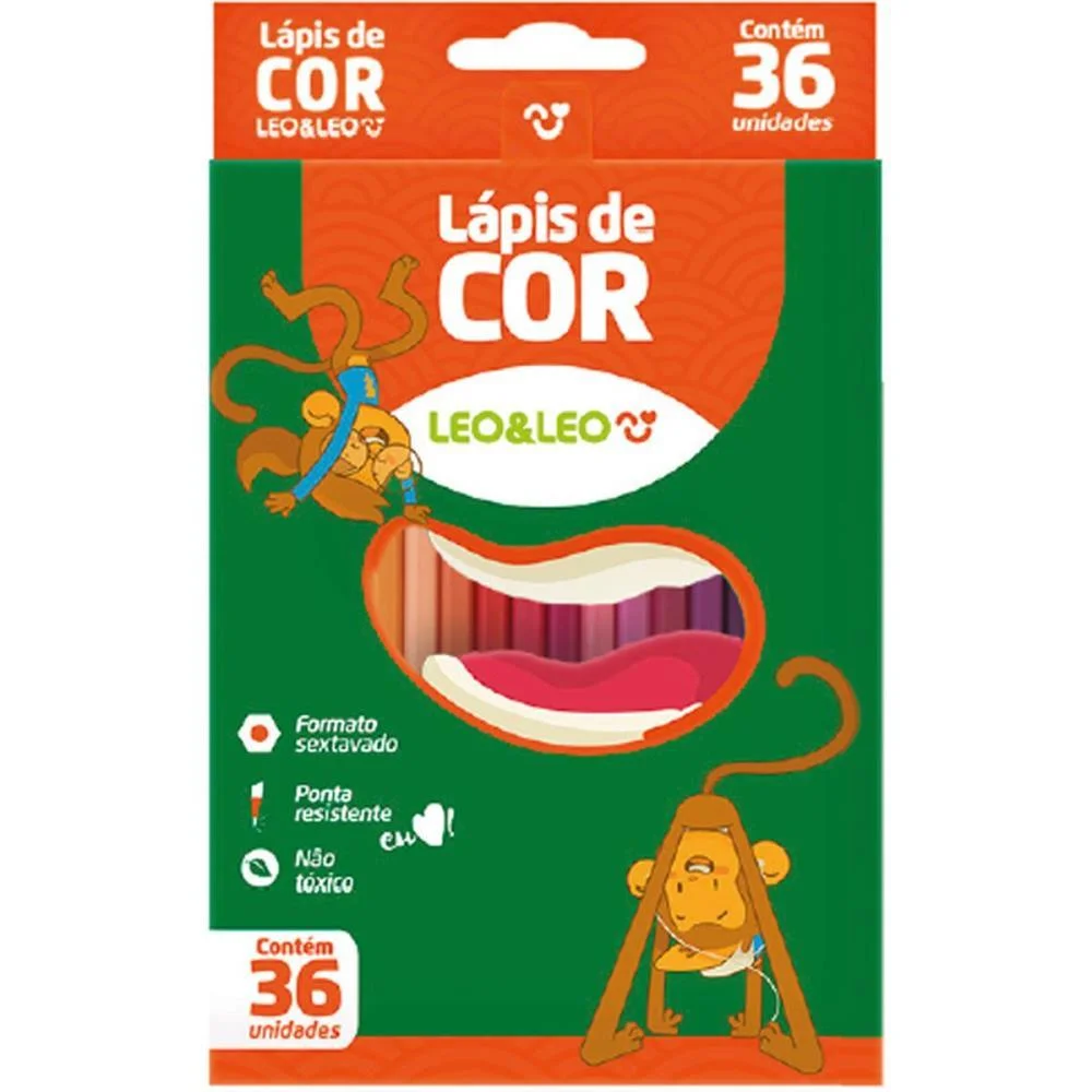 Lapis De Cor Sextavado Leo E Leo 36 Cores Leonora (Pct.c/03) - imagem 3