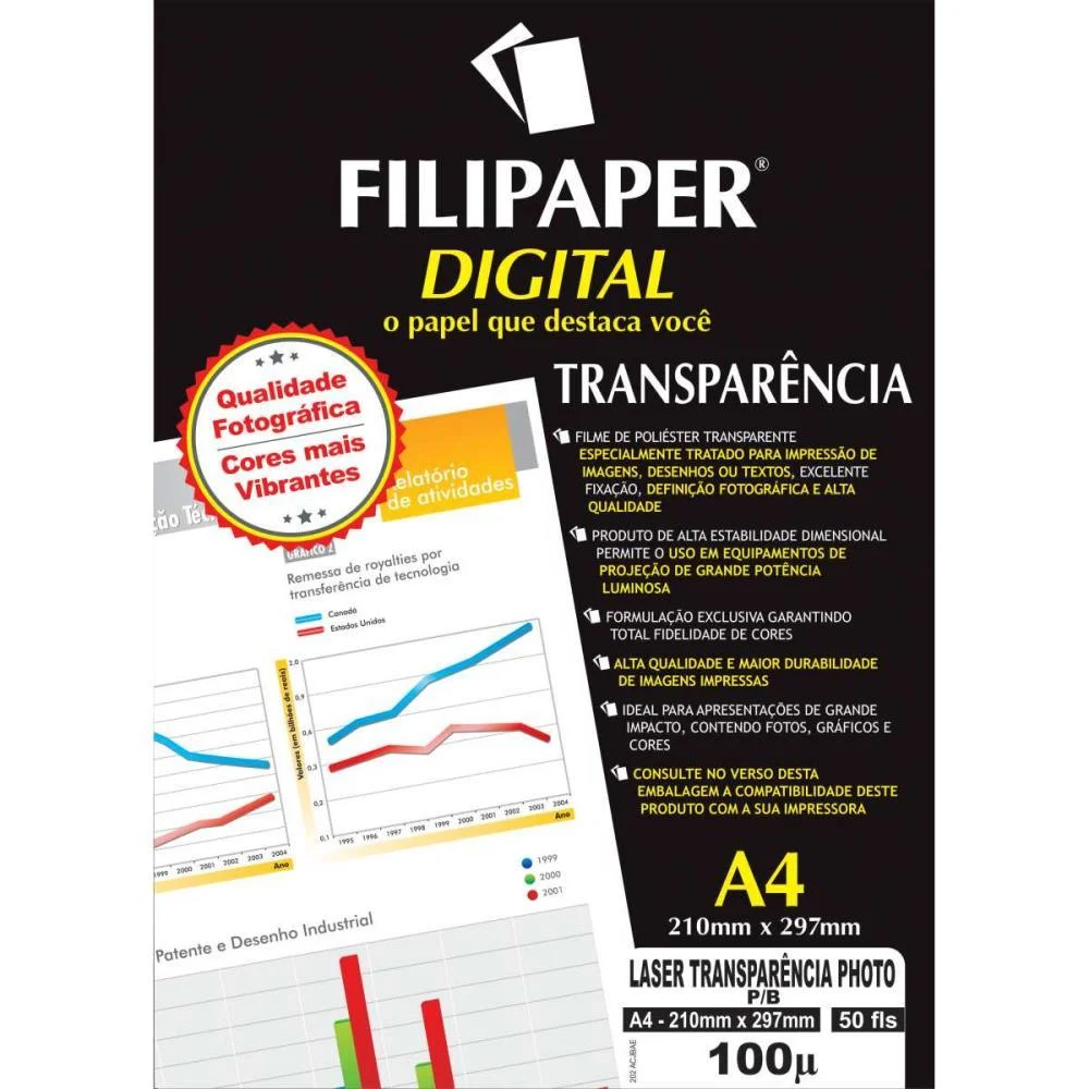 Transparencia Laserjet Pt.e Br. A-4 C/Tarja Removivel Filiperson (Pct.c/50) - imagem 2