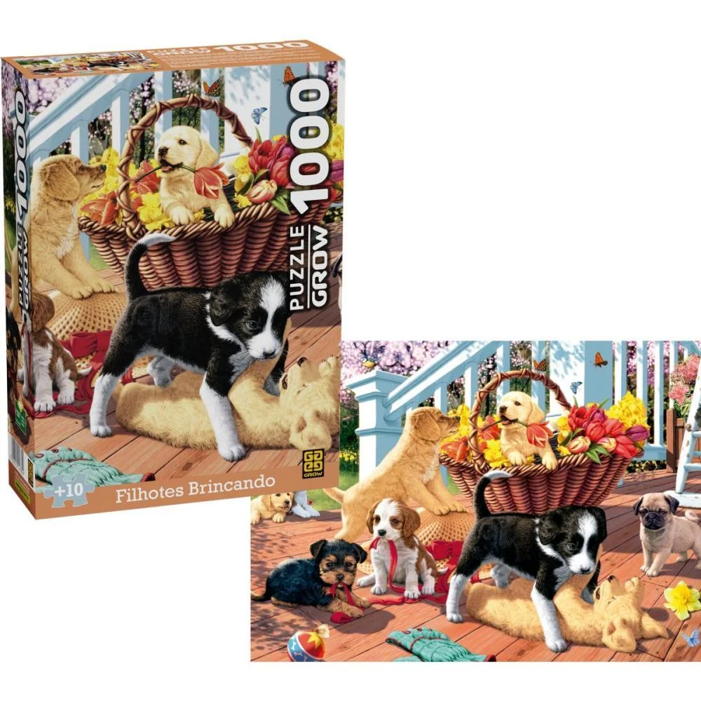 Quebra-Cabeca Cartonado Filhotes Brincando 1000Pcs Grow (Unidade) - imagem 3