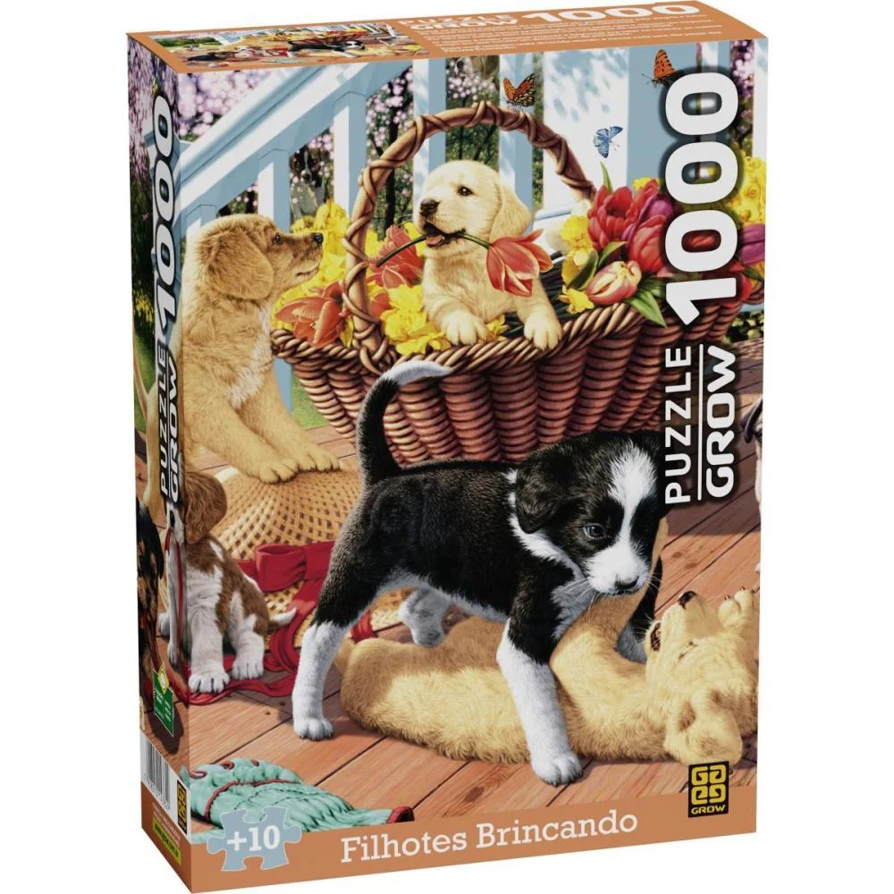 Quebra-Cabeca Cartonado Filhotes Brincando 1000Pcs Grow (Unidade) - imagem 6