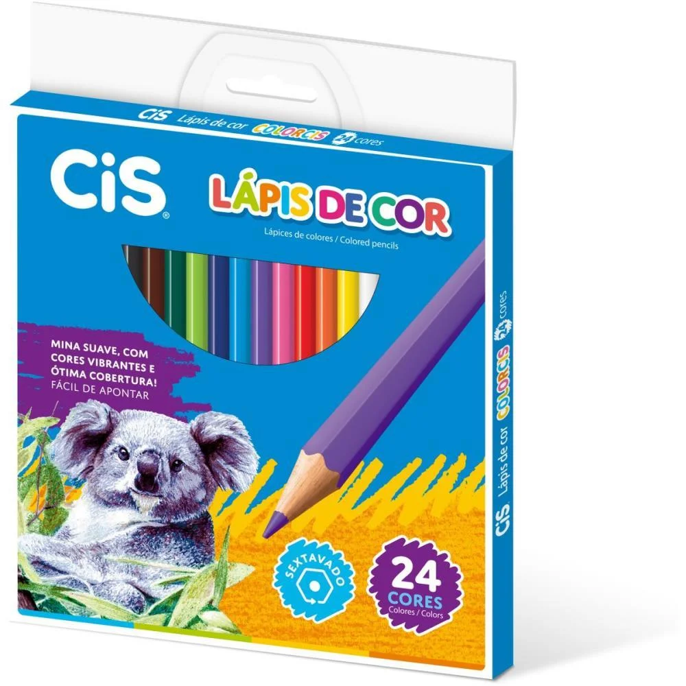 Lapis De Cor Sextavado Cis Plastic 24 Cores Sertic (Pct.c/06) - imagem 3