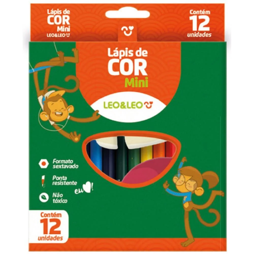 Lapis De Cor Sextavado Leo E Leo Mini 12 Cores Leonora (Pct.c/12) - imagem 3