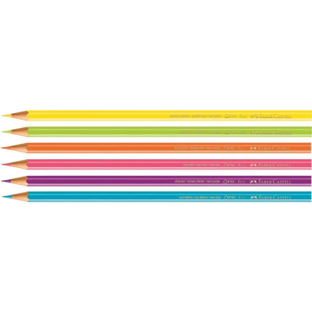 Lapis De Cor Sextavado Ecolapis 12Cores +6Cores Neon Faber-Castell (Pct.c/12) - imagem 4