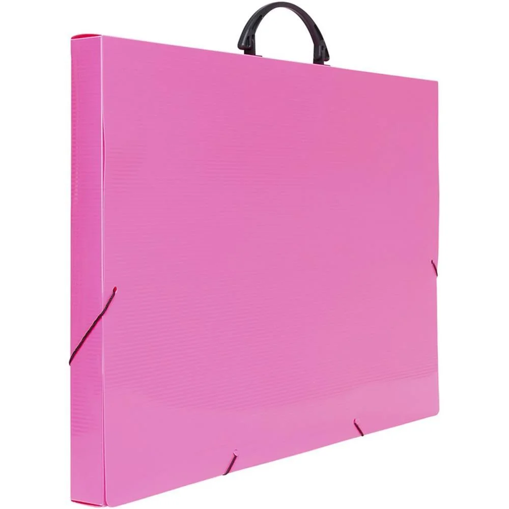 Maleta Plastica Com Alca Colors A3 Rosa 35X33X50,5Cm Polibras - imagem 2