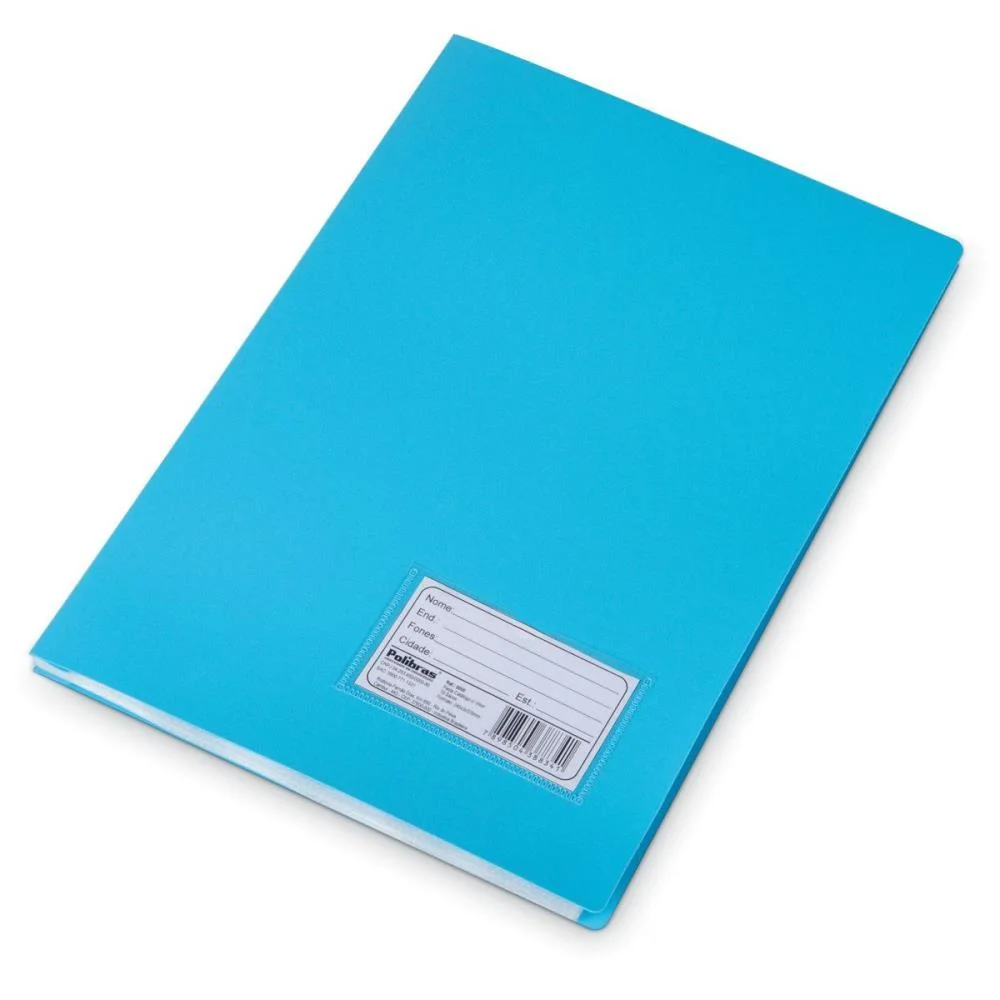 Pasta Catalogo Plastica Oficio Azul 10Envel. Polibras (Unidade) - imagem 2