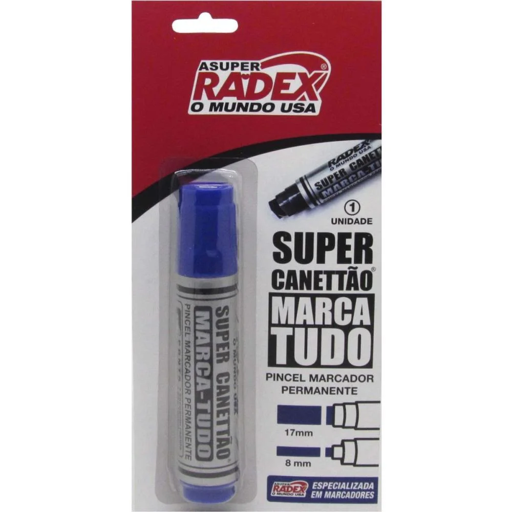 Pincel Marcador Permanente Super Canetao 17Mm Azul Radex (Blister) - imagem 2