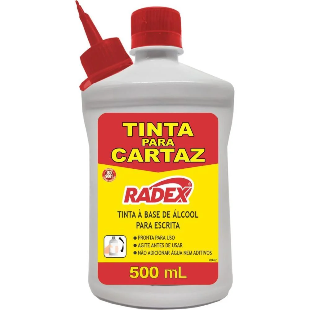 Tinta Marcador Permanente Tinta Refil Cartaz 500Ml. Verm Radex (Unidade) - imagem 3