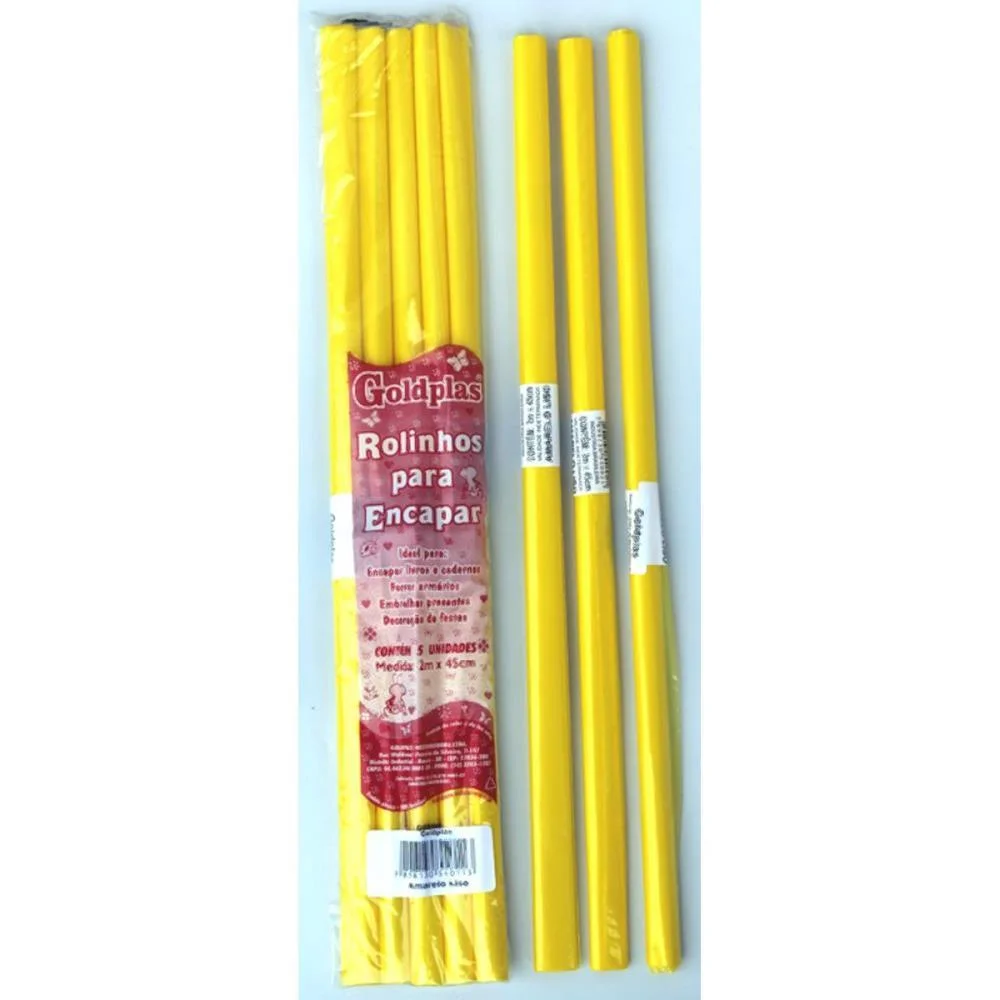 Plastico Para Encapar 2M Amarelo 45Cm Goldplas (Pct.c/05) - imagem 3