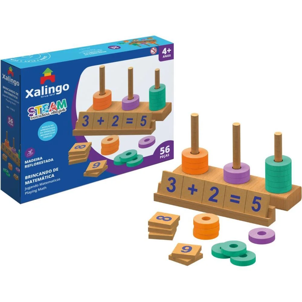 Brinquedo Pedagogico Madeira Steam Brinc. De Matematica 56P Xalingo (Unidade) - imagem 4