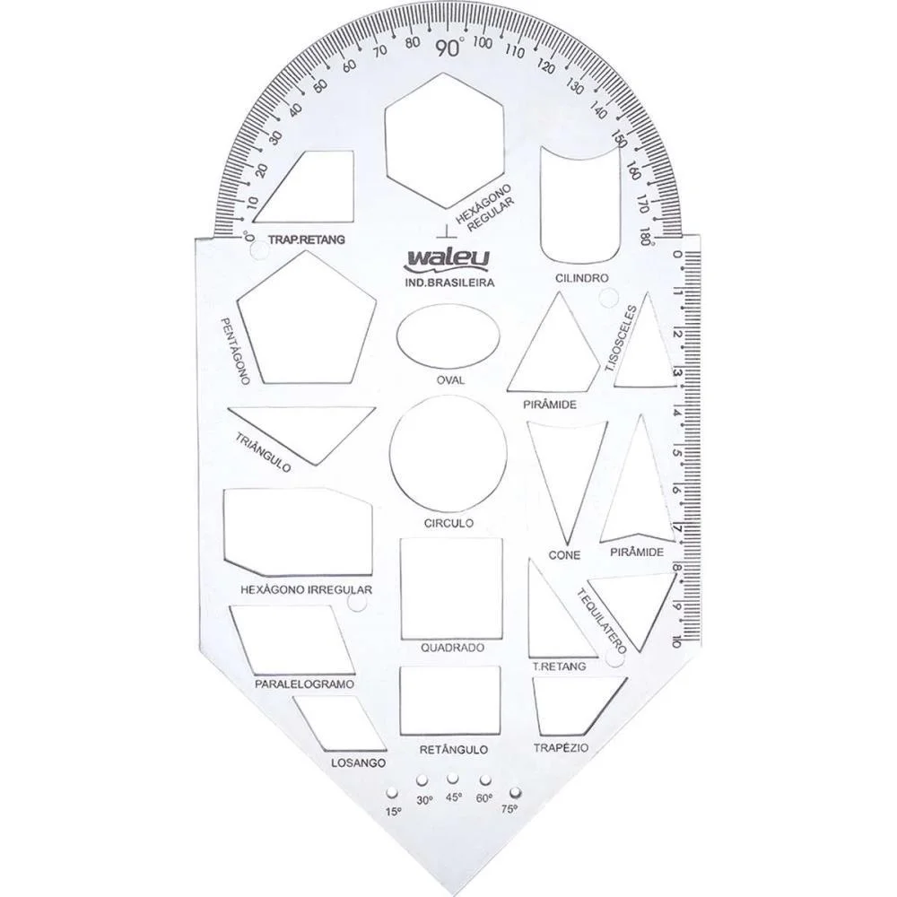 Regua Plastica Geometria Gabarito Cristal Maxcril (Pct.c/10) - imagem 2